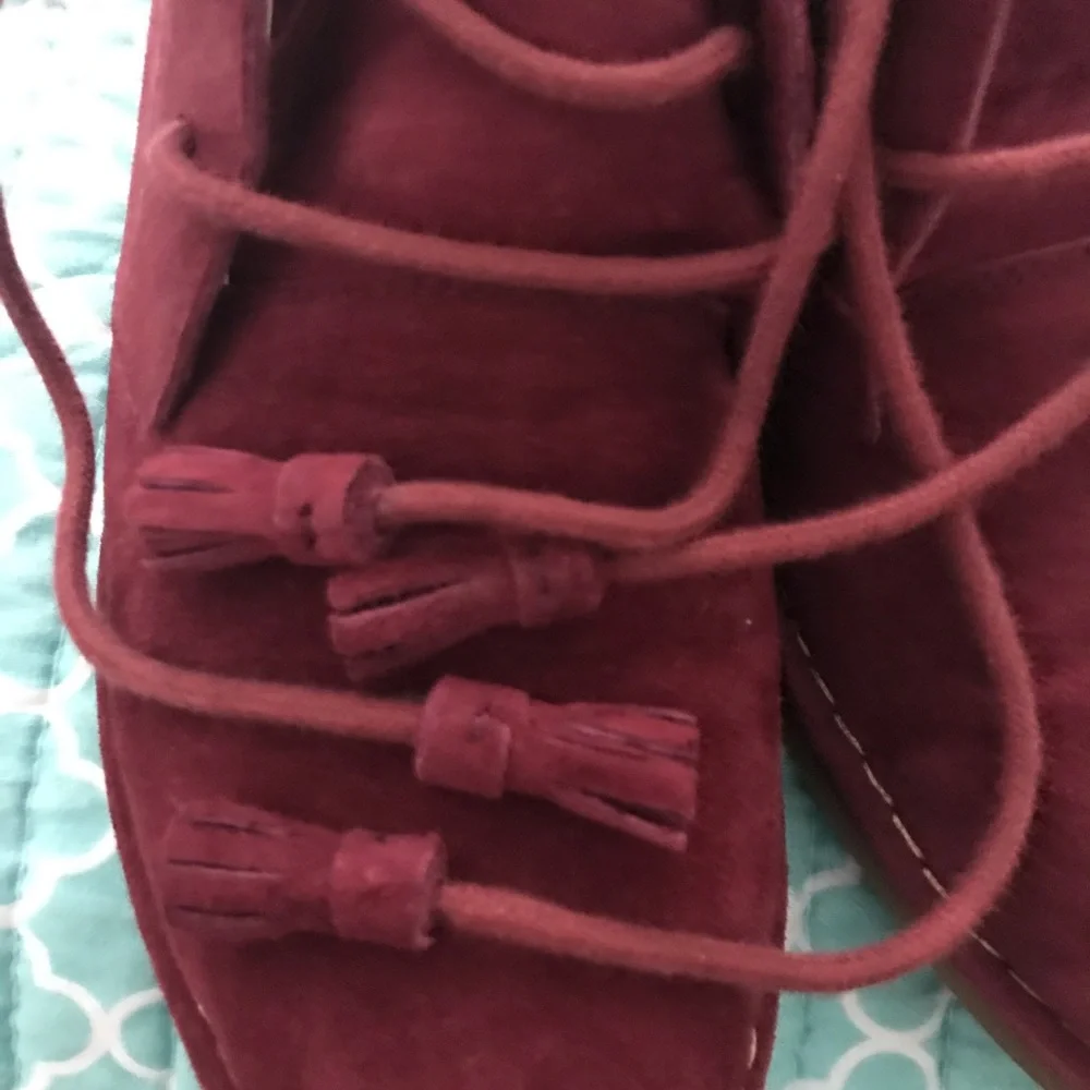 Hush Puppies Burgundy Suede Ankle Boots